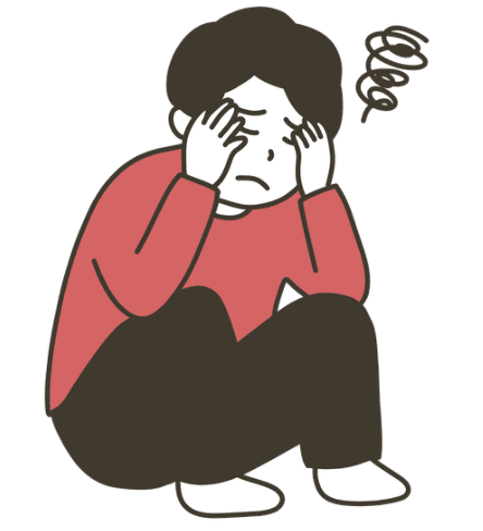 頭を抱えて悩む人物のイラスト