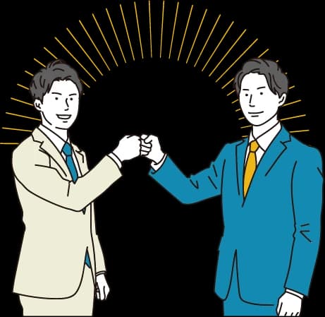 握手を交わすビジネスマン2人のイラスト